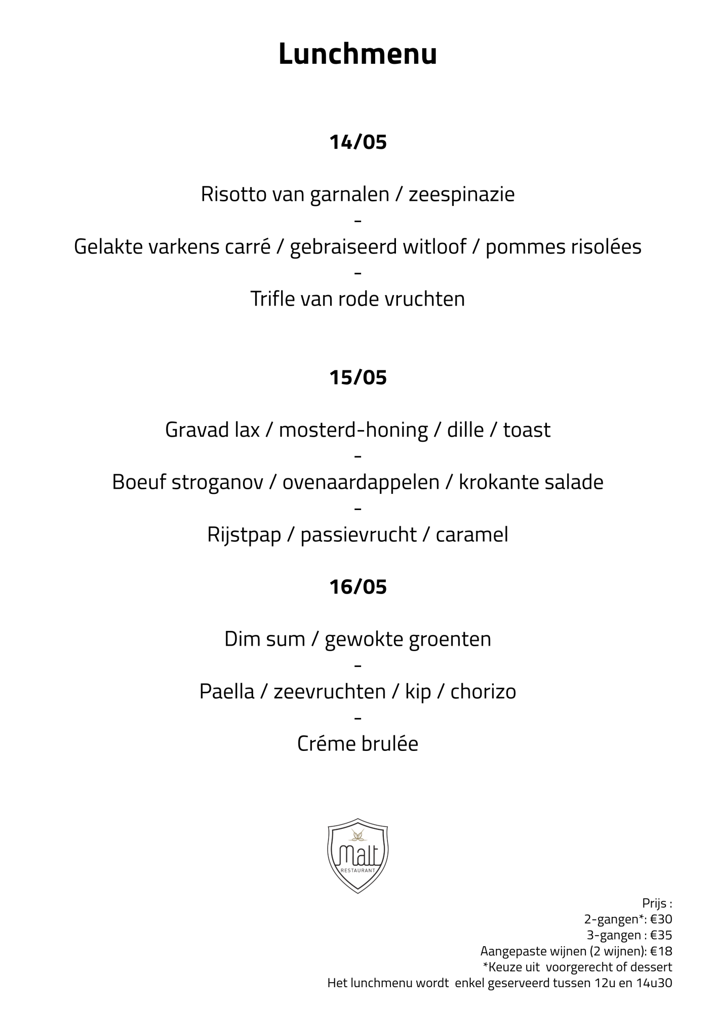 Lunchmenu Lunchmenu