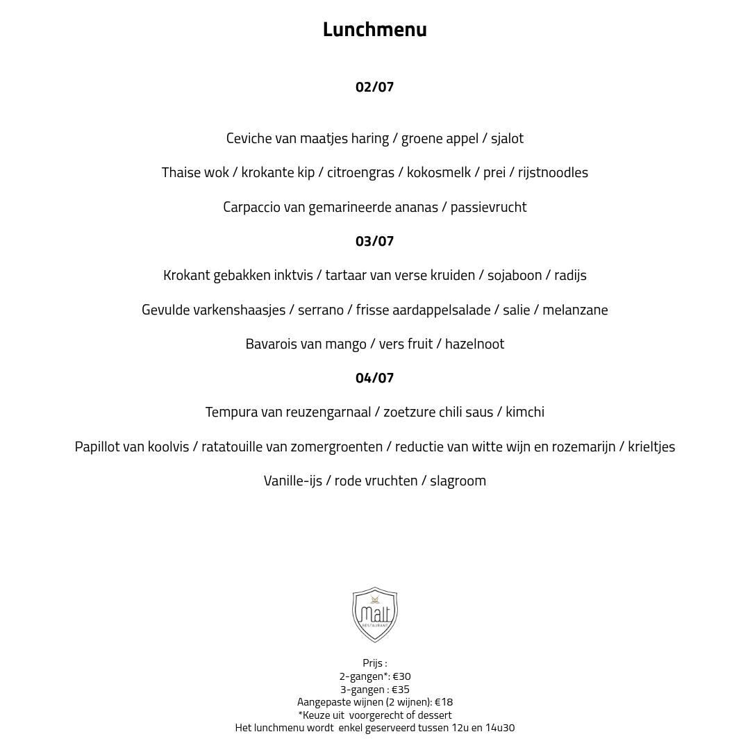 Lunchmenu Lunchmenu